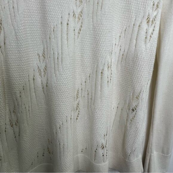 Classiques Entier White Lightweight Distressed Cashmere Blend Sweater Size Med - Picture 5 of 14